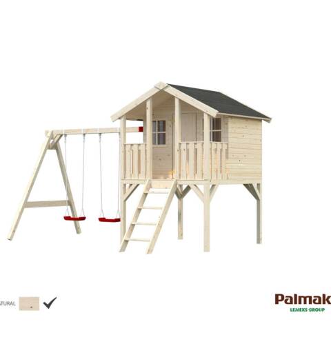 maisonnette sur pilotis avec porte accolé 2 balançoires