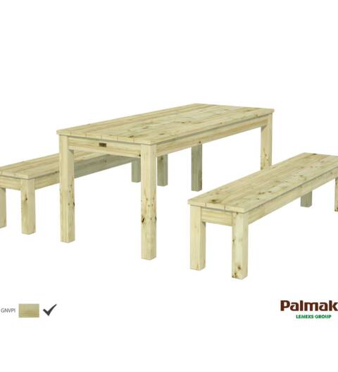 table + 2 bancs, 8 places